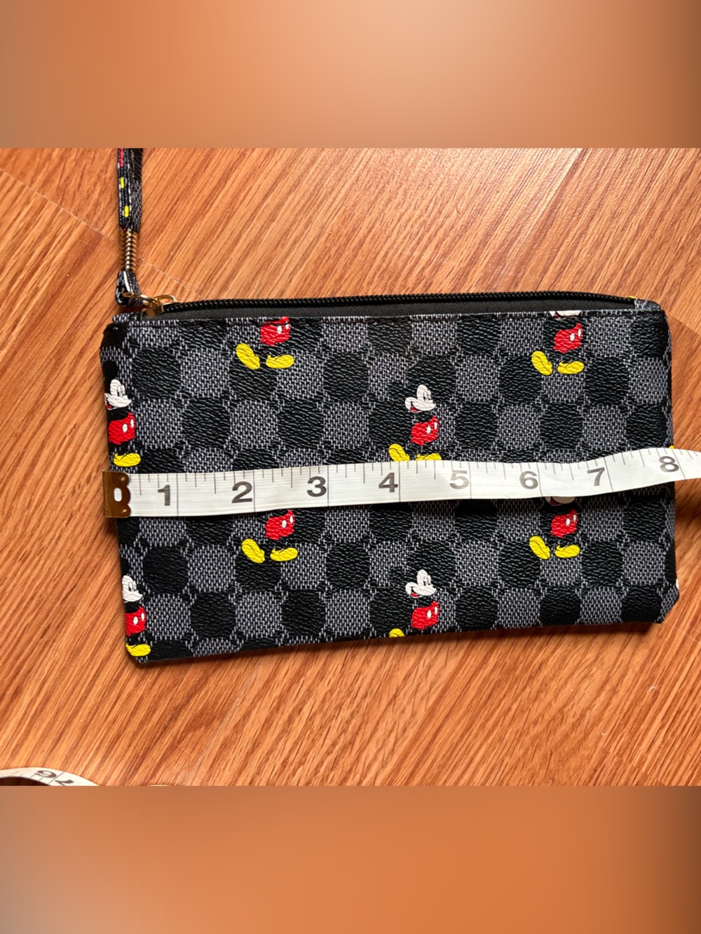 Mickey Print Checkered Wristlet Wallet - Black with Red & Yellow Accents - Picture 3 of 3